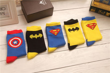 Batman Captain America Superman cartoon character pattern cotton socks for men tide pattern of Superheroes socks 134w