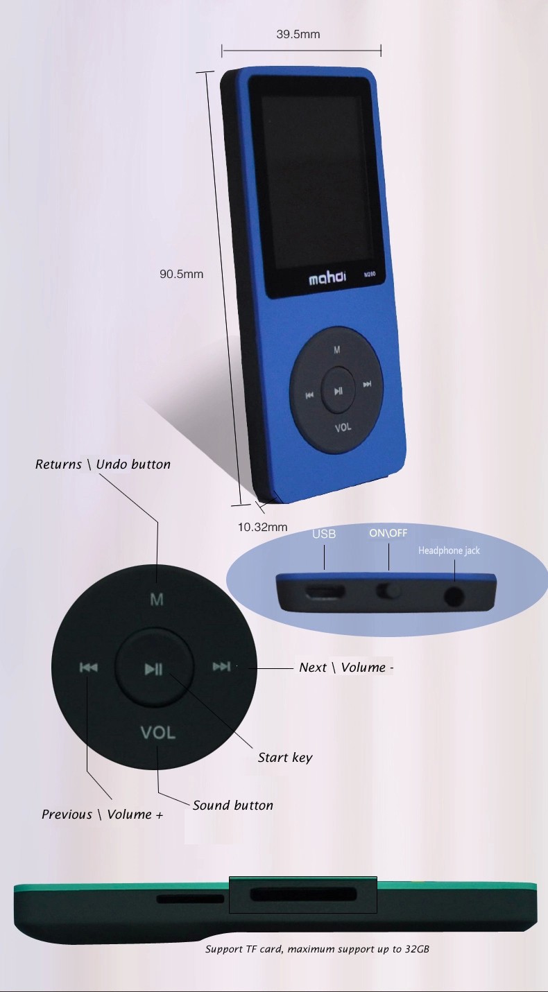 New Original For MAHDI M280 Speaker MP3 Player With 8GB Storage And 1.8