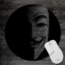 Novelty Anti-Slip Anonymous Guy Fawkes V for Vendetta Mat black Theme Pads Round Silicone Mouse Mat for Optical Mice Mat