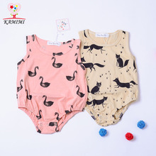 KAMIMI 2016 Fox & Swan Printed clothing for 0-24 M bebe Boy Girl Bodysuit Infant Newborn jumpsuit Body Baby Bodysuits one-pieces