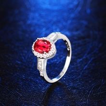 Luxury Ruby Jewelry 925 sterling silver rings for women CZ Diamond wedding rings anel feminino aneis