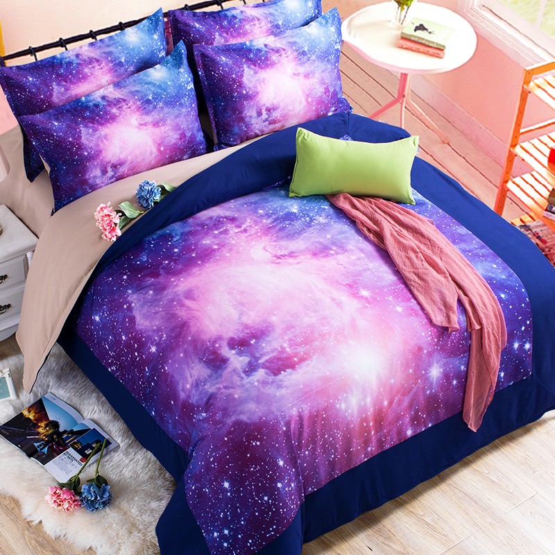 3D Galaxy Bedding Sets 2/3/4pcs Universe Outer Space Duvet cover Bed Sheet / Fitted Bed Sheet pillowcase Twin queen king