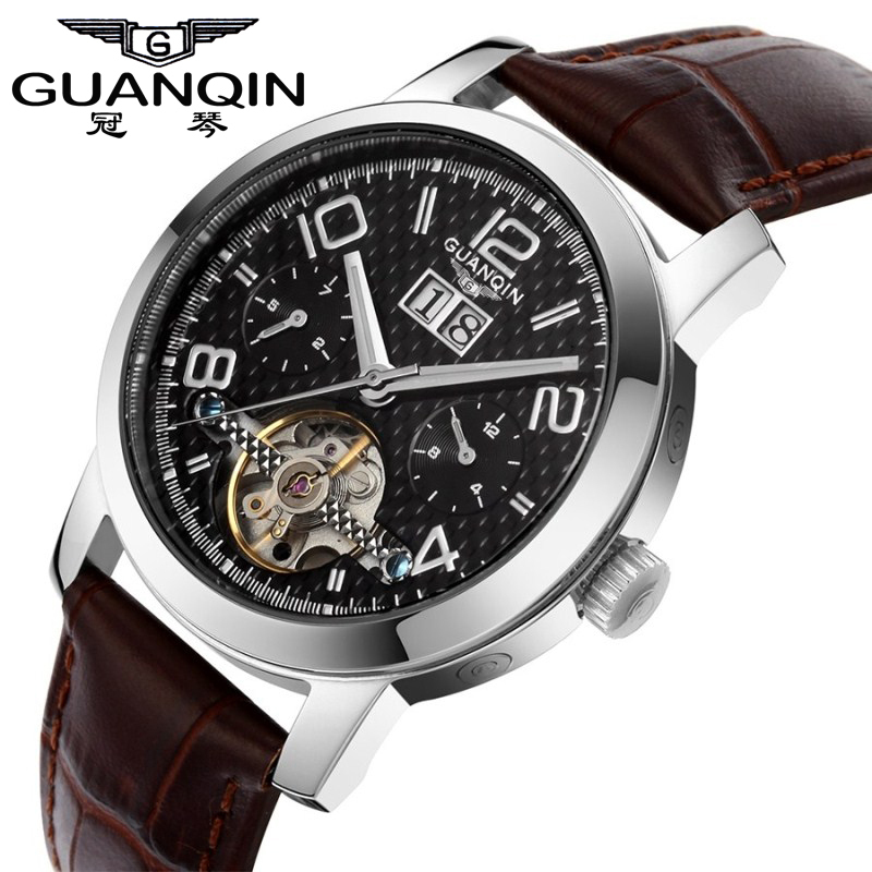 HOT NEW Original GUANQIN Tourbillon Watch Men Luxury Brand Sapphire 100M Waterproof Mechanical Watch Fashion Clock reloj hombre