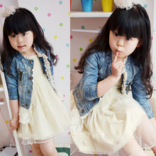 Girls Kids Lace Cowboy Jacket Denim Top Button Costume Outfits Jean Coat 2 7T