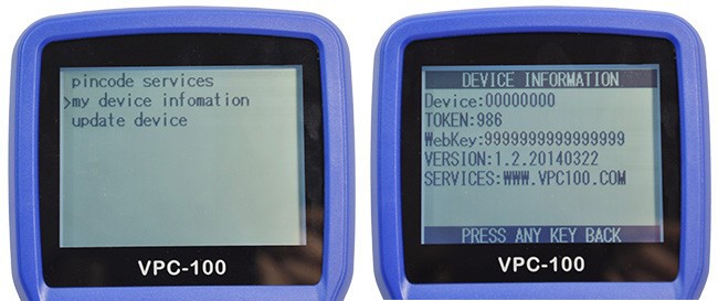 vpc-100-hand-held-vehicle-pincode-calculator-device-information