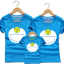 Men Women Boys Family Matching Outfits Cartoon Cotton T Shirt Kids Comic Doraemon Pocket Tee Children Beach T-shirt Tops Clothes