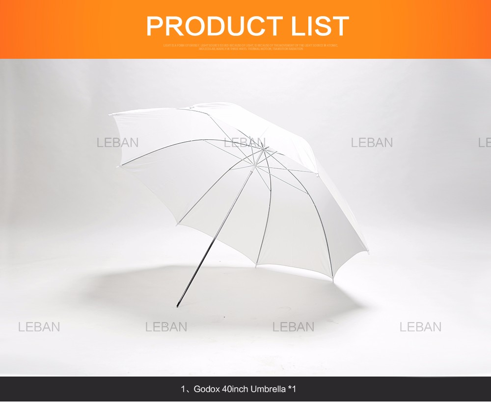 Description Picture 2 of itemGodox 33" 84cm 40" 102cm 43" 108cm White Soft Diffuser Studio Photography Translucent Umbrella for Studio Flash Strobe Lighting