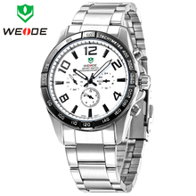Popular Brand New WEIDE Fashion Watch Full Steel Japan Quartz Wristwatch Analog Display Mens Sports Watches