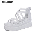 Free shipping 2017 summer cross dewy toe women sandals sponge base platform height with the Roman