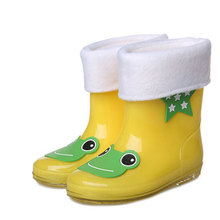 2015 New Kids Cartoon Rainboots Brand Children Antiskid Wellies Girls Boys Rainboots with Removable Cotton Velvet