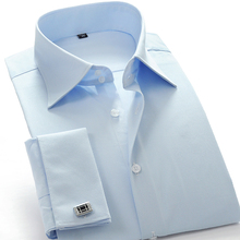 2016 New Designer Long Sleeve Men Shirt Slim Fit French Cuff Dress Shirt Men With Cufflinks Brand Clothing Camisa Masculina