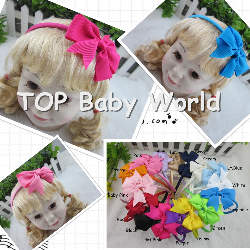 733 New baby headband ribbon bow 648 ribbon bow with satin covered girls hair band baby headband kids   