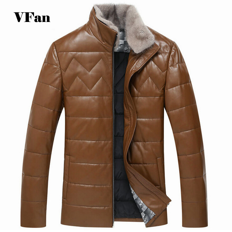 Winter Leather Jacket Men Casual Fur Collar High Quality Natural Genuine Leather Slim Fit Zipper Coat Z2027-Euro