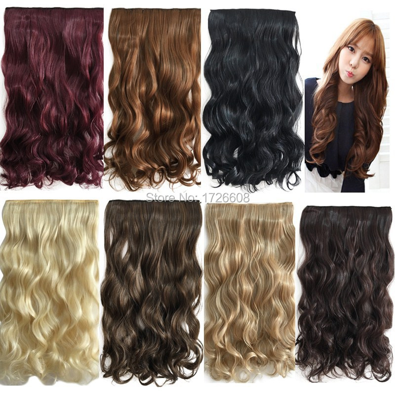 New 5 Clips In Hair Extensions Brown Black Blonde Auburn Synthetic