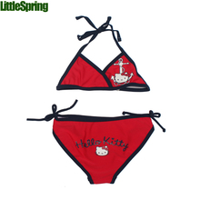 2016 New arrival baby girls cartoon printed cute sweet two pieces swim wear clothes summer style children kids clothes