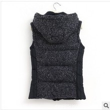 2014 New List Women s Vest Winter Sleeveless Women S Hooded Vest Color Patchwork Wadded Jacket