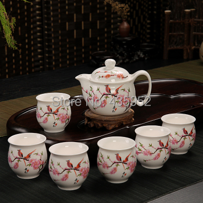 Kung Fu Tea Yixing purple sand tea set Ceramic set group Double layer heat insulation tray
