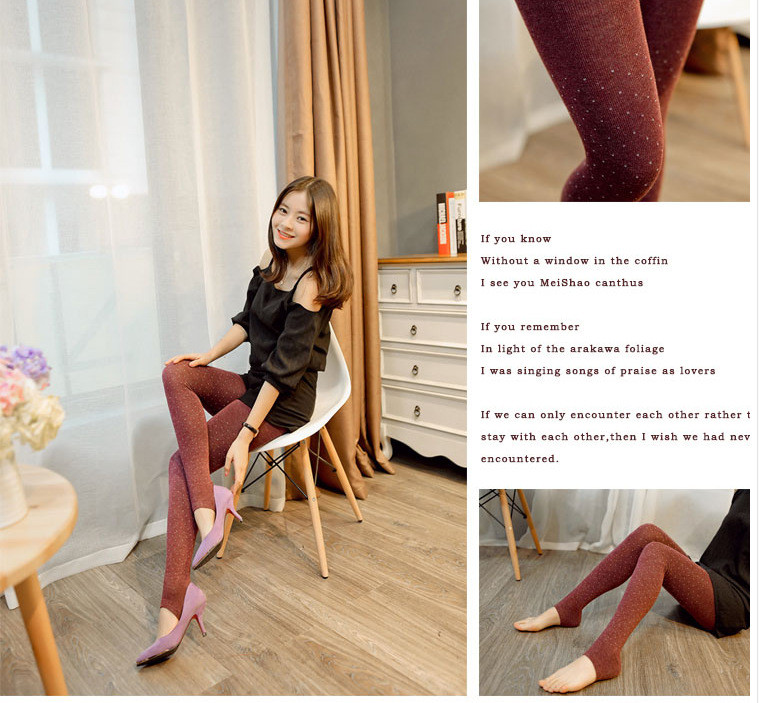 Wholesale Women Slim Warm Thick Winter Tights Wool Cashmere Dots Pantyhoses Fashion Long Stcokings_5