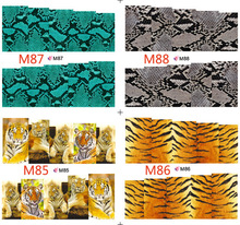 MJ042 3 Sheets Sexy Leopard Pattern Nail art stickers Tiger Snakeskin Colorful Water Decals Fingernails decorations