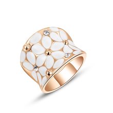1PCS Free Shipping Fashion Austrian Crystal White Flower Ring White Gold Plated Women Jewelry for Chirstmas