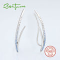 Silver Climber Ear Cuff Earrings for Women Blue White CZ Diamond Earrings Pure 925 Sterling Silver