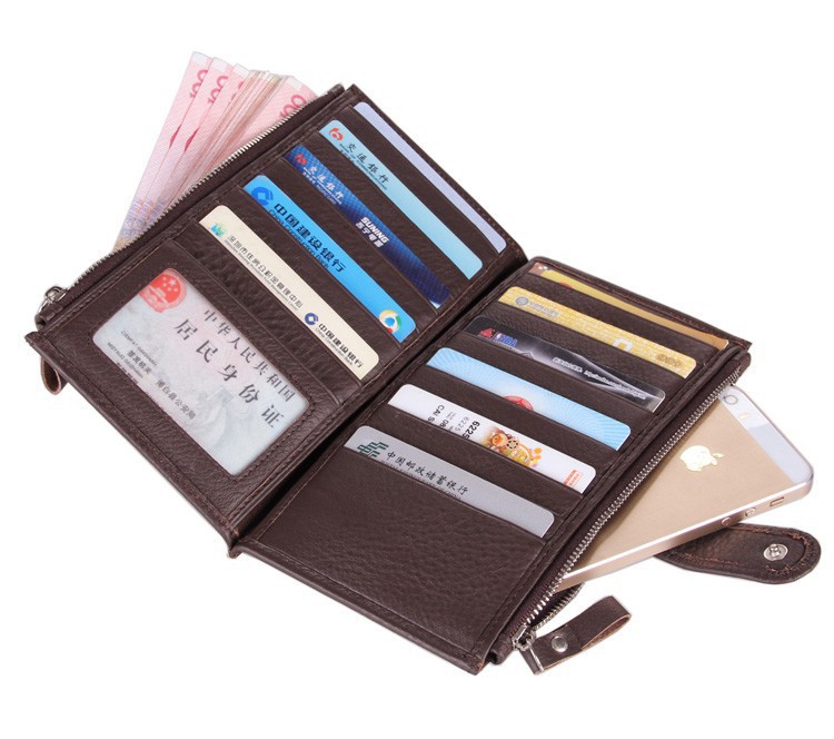 Real Genuine Leather Men Wallets Card holder Coin Purse Men s Long Zipper Wallet Leather Clutch