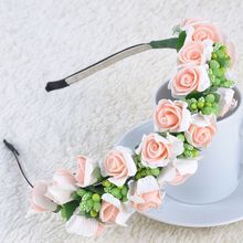 Womens Fashion Hair Wreaths Boho Women Wedding Party Flower Headband Hairband Headdress Pink White MHM049 70