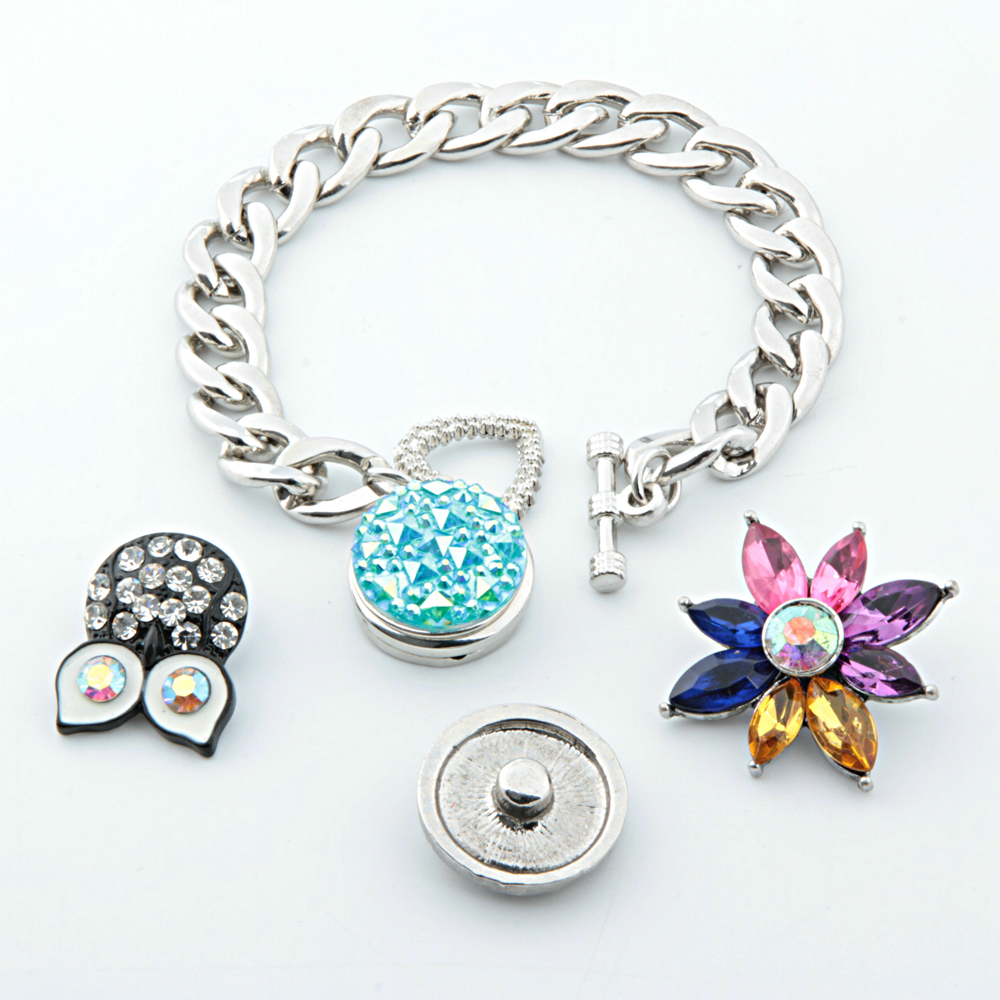 Bangles 18mm Ginger Snap Bracelet Metal Snap Button Charms Jewelry