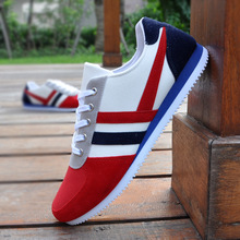 2016 New Spring Autumn Men Fashion Outdoor Casual Striped Canvas Shoes Male Low Help Lace-up Plus Size Shoes O574