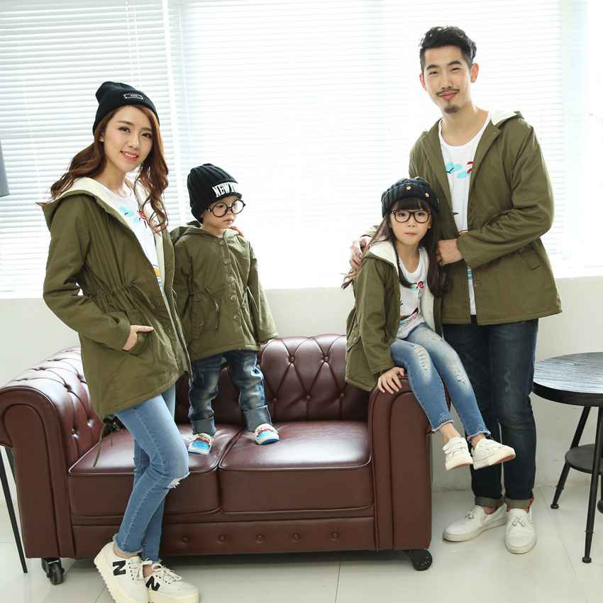 Autumn and winter thermal wadded jacket clothes for a family of three family pack children's clothing clothes for mother baby