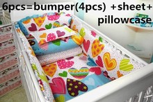 Promotion! 6PCS bedding sets,baby care bed baby crib bedding set baby bumper (bumpers+sheet+pillow cover)