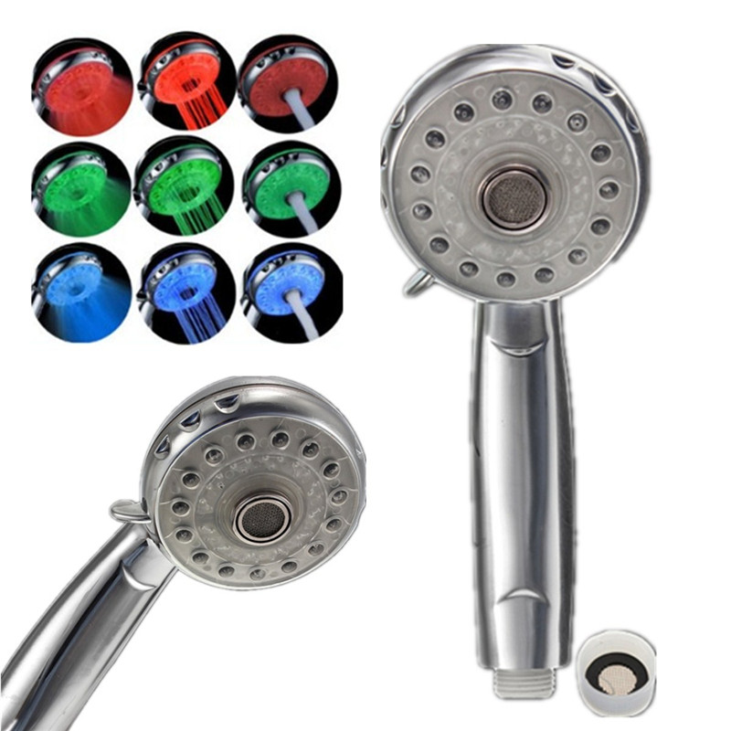 Lowest Price Adjustable 3 Mode 3 Color LED Shower Head Temperature Sensor RGB Bath Sprinkler Bathroom Product
