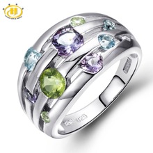 Pure Peridot Amethyst Blue Topaz Steady 925 Sterling Silver Ring Vibrant Gem stones Efficient Jewelry