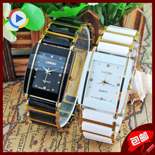 2016 New Diamonds Elegant Men Ladies Wristwatches Analog Quartz Ceramic Steel Square LONGBO WATCHES couple lover Wrist watch