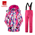 Girls Waterproof Ski Suit Children Ski Jacket and Pants Warmth Thickened Winter Clothes 30 Degree