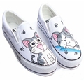 Women Canvas Shoes Slip On Personalized Hand Painted Shoes Couples Graffiti Casual Flats Women Loafers Chaussure