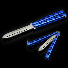 Blue Practice BALISONG Metal Butterfly Steel Trainer Dull Knife Sports Tool