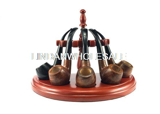 High quality wood special pipe rack semicircular Romanesque 5 seats smoking pipes holder tobacco pipe stand
