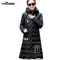 MOGE black women long coat fashion womens coats winter 2016 abrigos mujer abrigos mujer invierno long