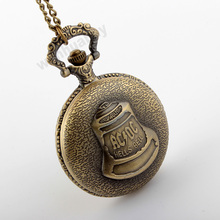 Antique Steampunk Bronze Hells Bell Pattern Pocket Watch With Pendant Chain Watch Men Gift P290