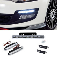 2x Car Daytime Running DRL Bright Driving Day Light Head Lamp 8 LED white car styling MA134