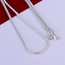wholesale fashion jewelry 925 stamped silver plated jewelry necklace 3mm snake chain length 40 76cm men