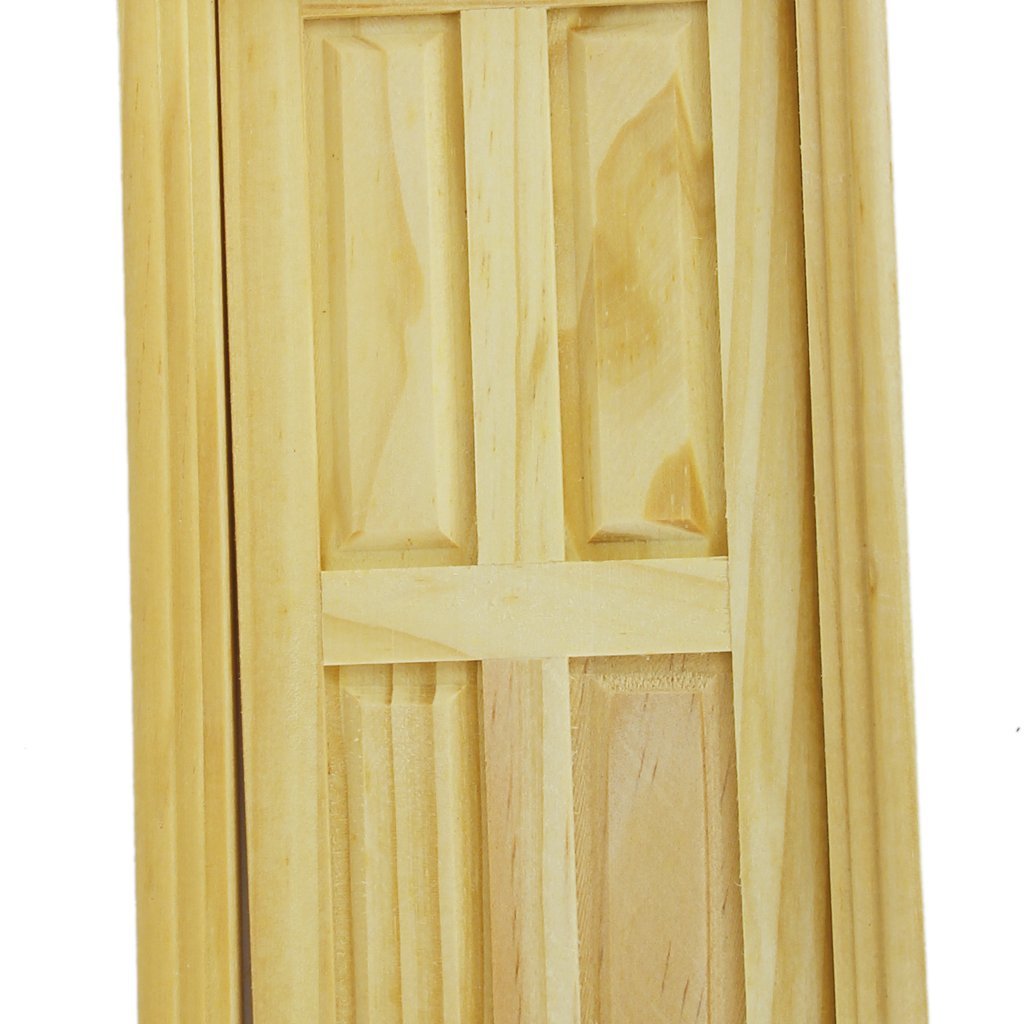 1/12 Dollhouse Miniature Exterior Inward-Open Wood Door with Steepletop AD 