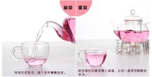 Special Offer creative effort resistant glass Tea set transparent filter Flower Teapot Set 6 tea cup