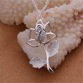 Fashion Crystal Jewelry Chain Long Necklace Women Silver Necklaces &amp; Pendants NS063