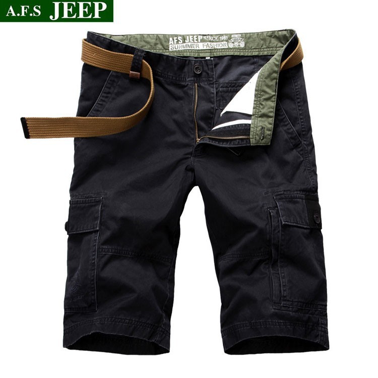 2015 New Summer Breathable Black Khaki Casual Pure Cotton Shorts Large Fashion Beach Army Plus Size Brand AFS JEEP 30~40 42 44