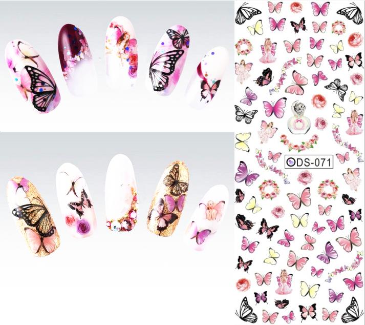 DS071 2015 Nail Design Water Transfer Nails Art Sticker Colorful Butterfly Nail Wraps Sticker Watermark Fingernails