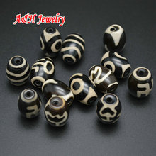 20pcs Mixed Color Black Agate White Vines Barrel Shape For Tibetan Jewelry Making Beads