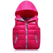 2016 new unisex hooded down vest children clothing autumn winter jacket liner 80 White duck down