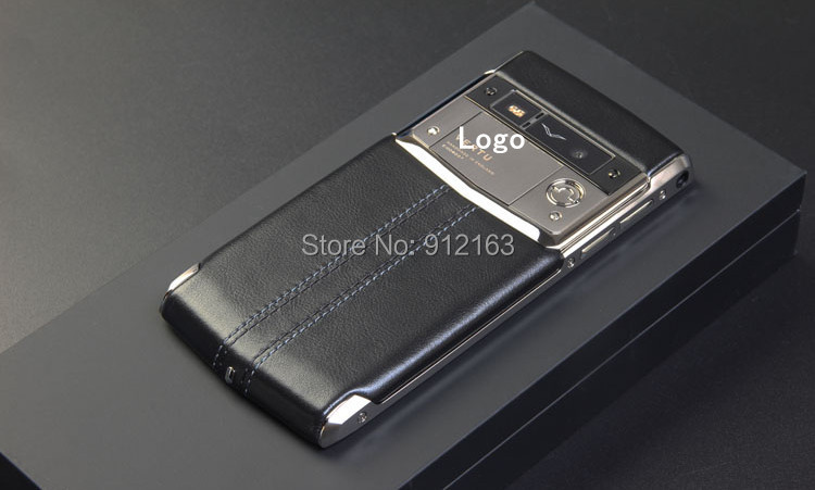 Top Quality Luxury Signature Touch BLACK CALFSKIN Mobile Phones Titanium Sapphire Crystal Screen 4G LTE Octa